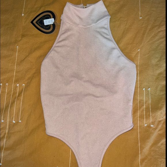 Tops - Nude High Neck Sleeveless Bodysuit with Open Back Size Medium (6)